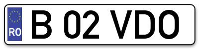 Placuta inmatriculare numar auto  B-02-VDO, B 02 VDO, B02VDO