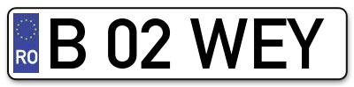 Placuta inmatriculare numar auto  B-02-WEY, B 02 WEY, B02WEY