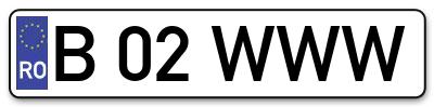Placuta inmatriculare numar auto  B-02-WWW, B 02 WWW, B02WWW