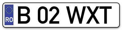 Placuta inmatriculare numar auto  B-02-WXT, B 02 WXT, B02WXT