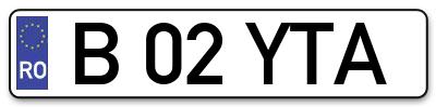 Placuta inmatriculare numar auto  B-02-YTA, B 02 YTA, B02YTA