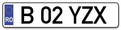 Placuta inmatriculare numar auto  B-02-YZX, B 02 YZX, B02YZX