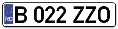 Placuta inmatriculare numar auto  B-022-ZZO, B 022 ZZO, B022ZZO