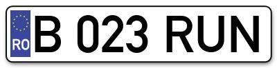 Placuta inmatriculare numar auto  B-023-RUN, B 023 RUN, B023RUN