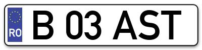 Placuta inmatriculare numar auto  B-03-AST, B 03 AST, B03AST