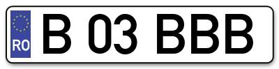 Placuta inmatriculare numar auto  B-03-BBB, B 03 BBB, B03BBB