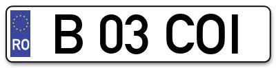 Placuta inmatriculare numar auto  B-03-COI, B 03 COI, B03COI