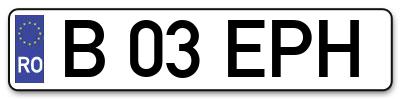 Placuta inmatriculare numar auto  B-03-EPH, B 03 EPH, B03EPH