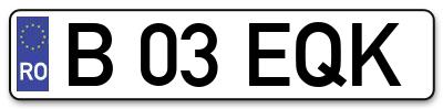 Placuta inmatriculare numar auto  B-03-EQK, B 03 EQK, B03EQK
