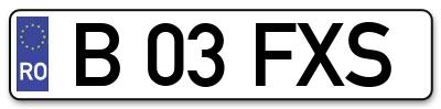 Placuta inmatriculare numar auto  B-03-FXS, B 03 FXS, B03FXS