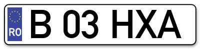 Placuta inmatriculare numar auto  B-03-HXA, B 03 HXA, B03HXA