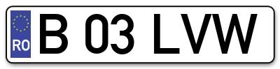 Placuta inmatriculare numar auto  B-03-LVW, B 03 LVW, B03LVW