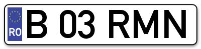 Placuta inmatriculare numar auto  B-03-RMN, B 03 RMN, B03RMN