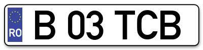 Placuta inmatriculare numar auto  B-03-TCB, B 03 TCB, B03TCB