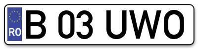 Placuta inmatriculare numar auto  B-03-UWO, B 03 UWO, B03UWO