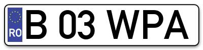 Placuta inmatriculare numar auto  B-03-WPA, B 03 WPA, B03WPA