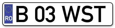 Placuta inmatriculare numar auto  B-03-WST, B 03 WST, B03WST