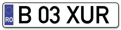 Placuta inmatriculare numar auto  B-03-XUR, B 03 XUR, B03XUR