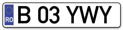 Placuta inmatriculare numar auto  B-03-YWY, B 03 YWY, B03YWY