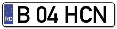 Placuta inmatriculare numar auto  B-04-HCN, B 04 HCN, B04HCN