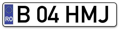 Placuta inmatriculare numar auto  B-04-HMJ, B 04 HMJ, B04HMJ