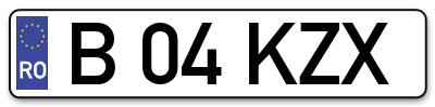 Placuta inmatriculare numar auto  B-04-KZX, B 04 KZX, B04KZX