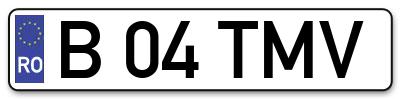 Placuta inmatriculare numar auto  B-04-TMV, B 04 TMV, B04TMV
