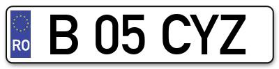 Placuta inmatriculare numar auto  B-05-CYZ, B 05 CYZ, B05CYZ