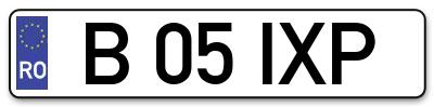 Placuta inmatriculare numar auto  B-05-IXP, B 05 IXP, B05IXP