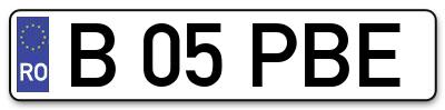 Placuta inmatriculare numar auto  B-05-PBE, B 05 PBE, B05PBE