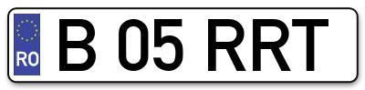 Placuta inmatriculare numar auto  B-05-RRT, B 05 RRT, B05RRT