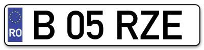 Placuta inmatriculare numar auto  B-05-RZE, B 05 RZE, B05RZE