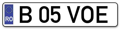 Placuta inmatriculare numar auto  B-05-VOE, B 05 VOE, B05VOE