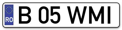 Placuta inmatriculare numar auto  B-05-WMI, B 05 WMI, B05WMI