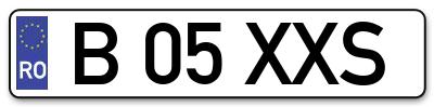 Placuta inmatriculare numar auto  B-05-XXS, B 05 XXS, B05XXS