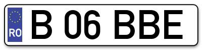 Placuta inmatriculare numar auto  B-06-BBE, B 06 BBE, B06BBE