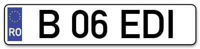 Placuta inmatriculare numar auto  B-06-EDI, B 06 EDI, B06EDI