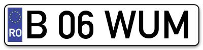 Placuta inmatriculare numar auto  B-06-WUM, B 06 WUM, B06WUM