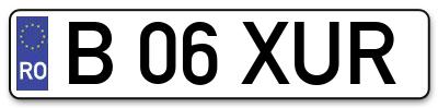 Placuta inmatriculare numar auto  B-06-XUR, B 06 XUR, B06XUR