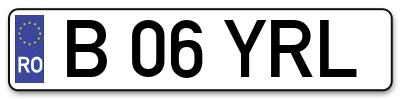 Placuta inmatriculare numar auto  B-06-YRL, B 06 YRL, B06YRL