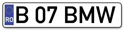 Placuta inmatriculare numar auto  B-07-BMW, B 07 BMW, B07BMW