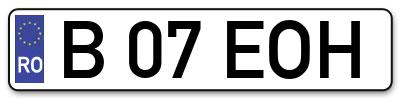 Placuta inmatriculare numar auto  B-07-EOH, B 07 EOH, B07EOH