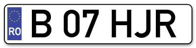 Placuta inmatriculare numar auto  B-07-HJR, B 07 HJR, B07HJR