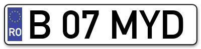 Placuta inmatriculare numar auto  B-07-MYD, B 07 MYD, B07MYD