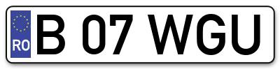 Placuta inmatriculare numar auto  B-07-WGU, B 07 WGU, B07WGU