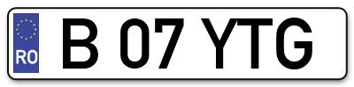 Placuta inmatriculare numar auto  B-07-YTG, B 07 YTG, B07YTG