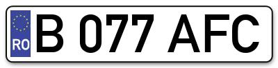 Placuta inmatriculare numar auto  B-077-AFC, B 077 AFC, B077AFC