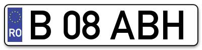 Placuta inmatriculare numar auto  B-08-ABH, B 08 ABH, B08ABH