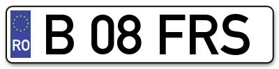 Placuta inmatriculare numar auto  B-08-FRS, B 08 FRS, B08FRS