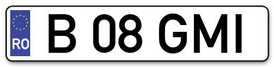 Placuta inmatriculare numar auto  B-08-GMI, B 08 GMI, B08GMI